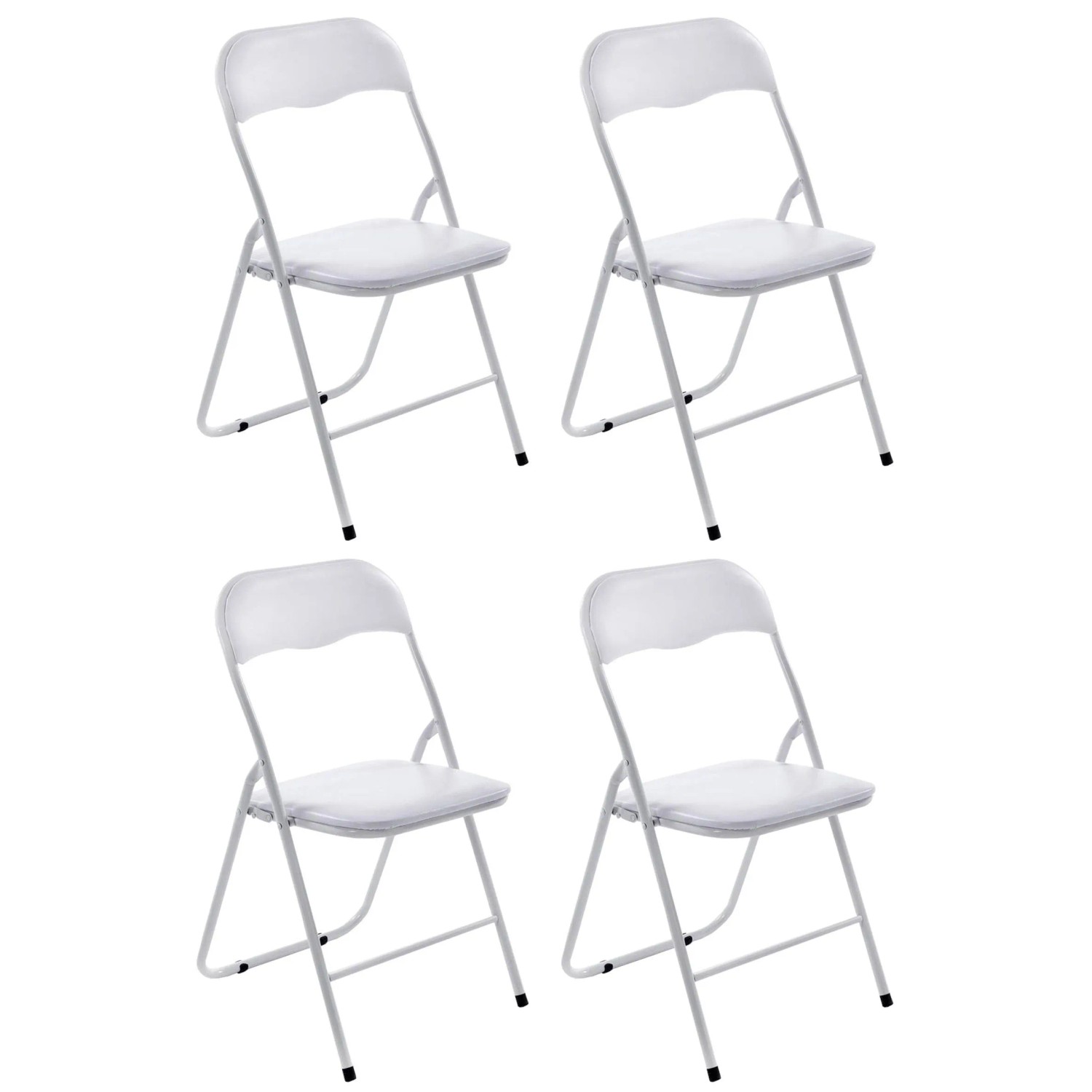 DELUKE 4er Set Klappstuhl PARIS Kunstleder Weiß/weiß 45x45x78cm Klappstühle 4er Set Küchenstühle Gartenstuhl Klappbar