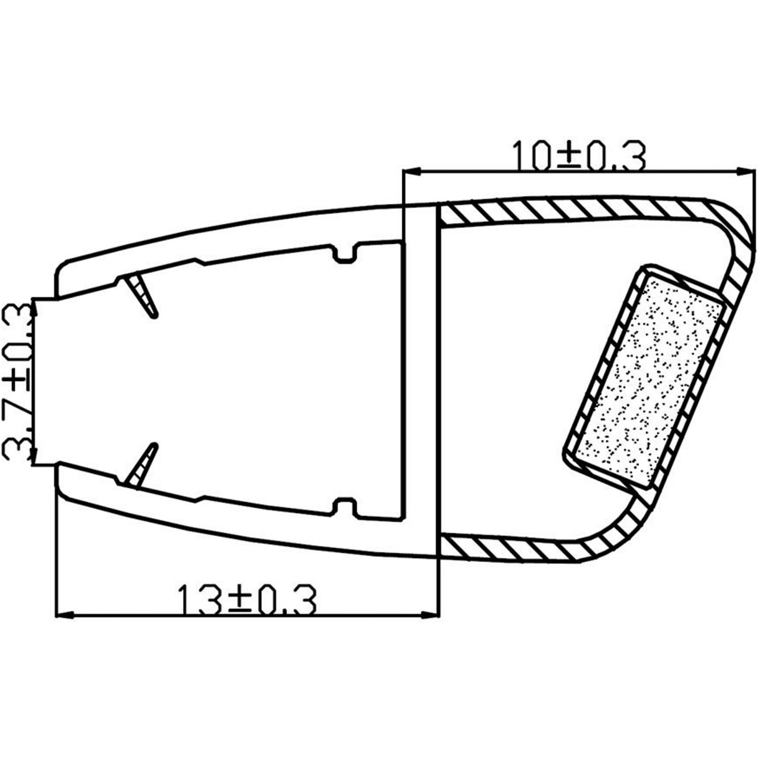 Skizze einer Magnetdichtung für Rundduschen, 4 mm Glasstärke, Maße eingezeichnet.