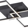 Moderne, schwarze LED-Deckenleuchte Iven mit zwei Quadraten, 53x53 cm.