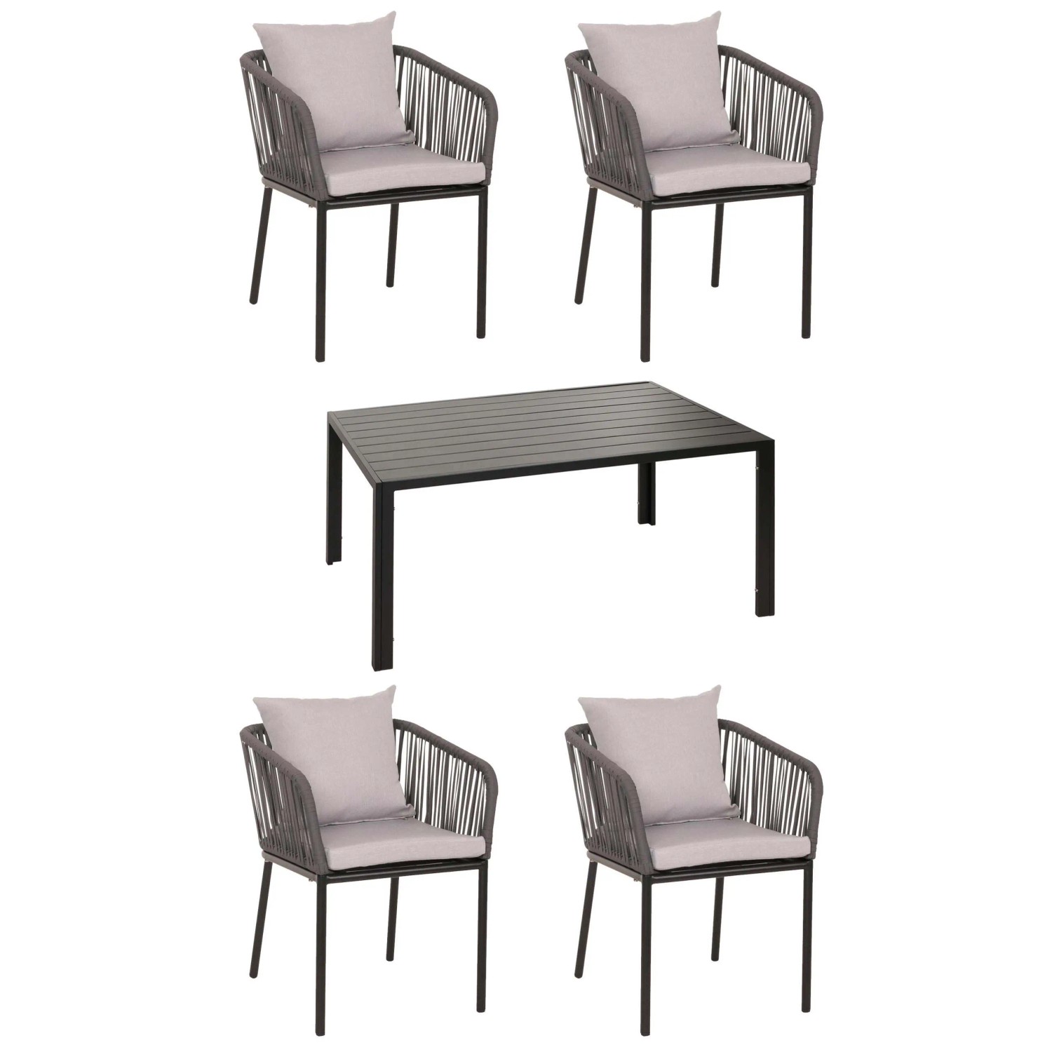 MCW Gartengarnitur N41 Sitzgruppe Tisch 4xStuhl Wetterfest Alu 140x80cm Sei günstig online kaufen
