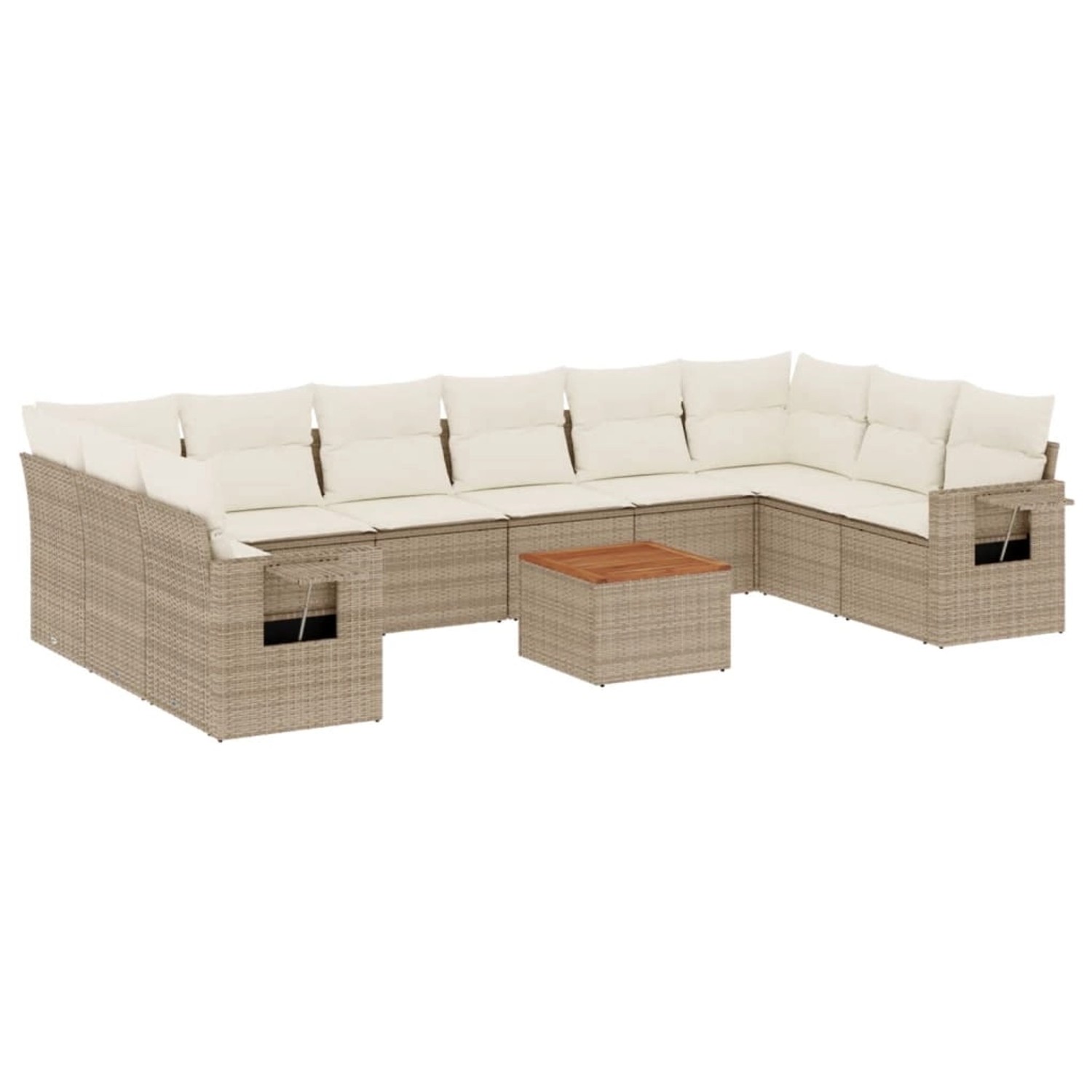 vidaXL 11-Tlg Garten-Sofagarnitur mit Kissen Beige Poly Rattan 3257066