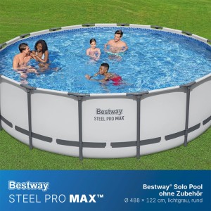 Bestway Solo Pool Steel Pro MAX Lichtgrau Ø 488 x 122 cm