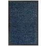 Blaue Schmutzfangmatte mit gesprenkelter Velours-Oberfläche und schwarzem TPE-Rand, rutschfest.