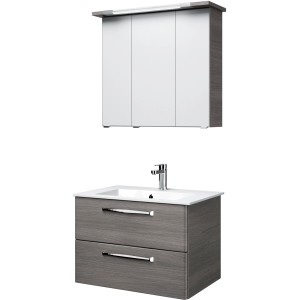 Pelipal Badmöbel-Set Trentino, 77 cm, Graphit: Waschtisch mit Unterschrank und Spiegelschrank.