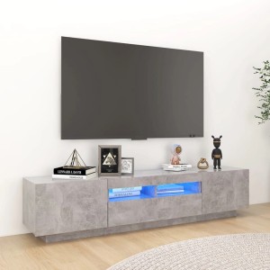 VidaXL TV-Schrank mit LED, Betongrau, 180 cm breit. Wohnwand-Element mit Stauraum und blauer Beleuchtung.