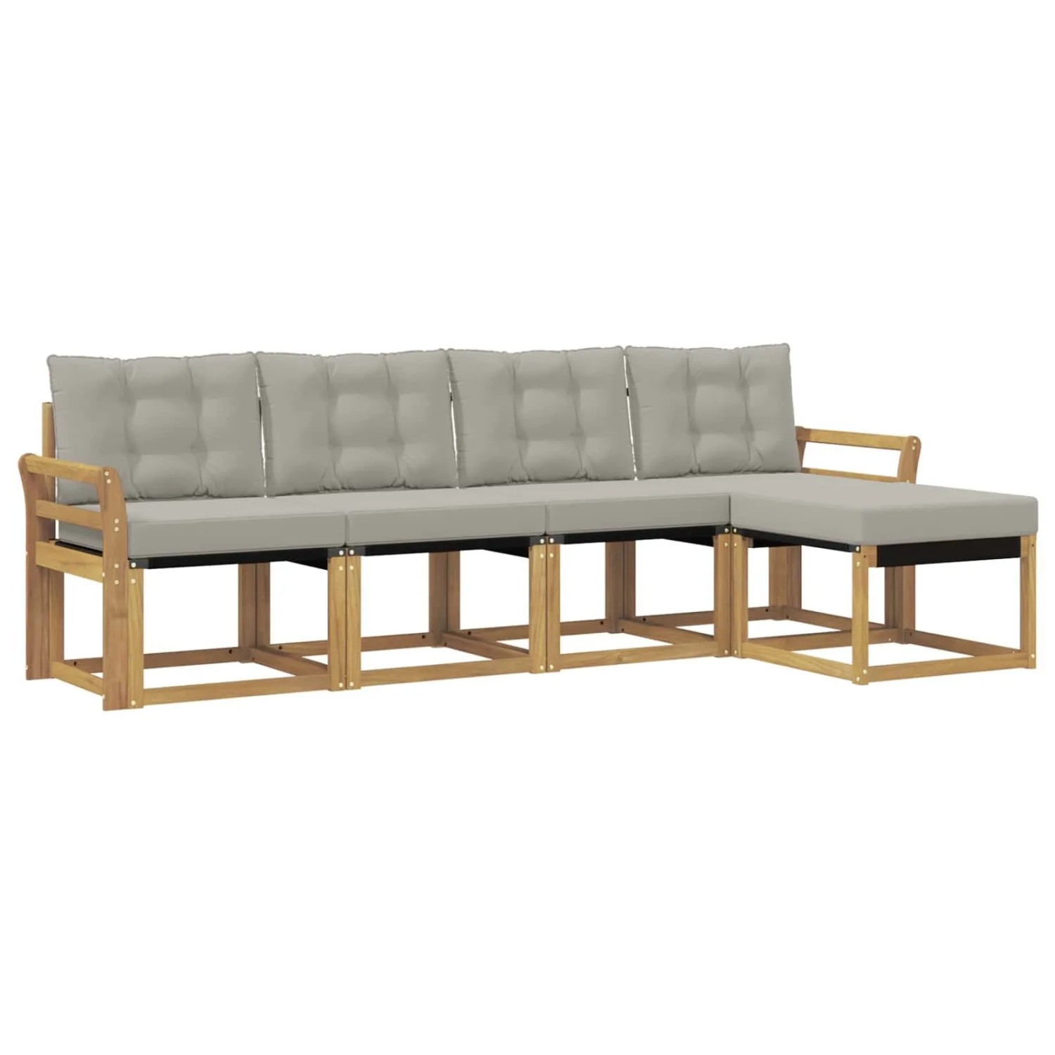vidaXL Outdoor-Sofagarnitur mit Kissen 5-Tlg Weiß und Hellgrau 3389381