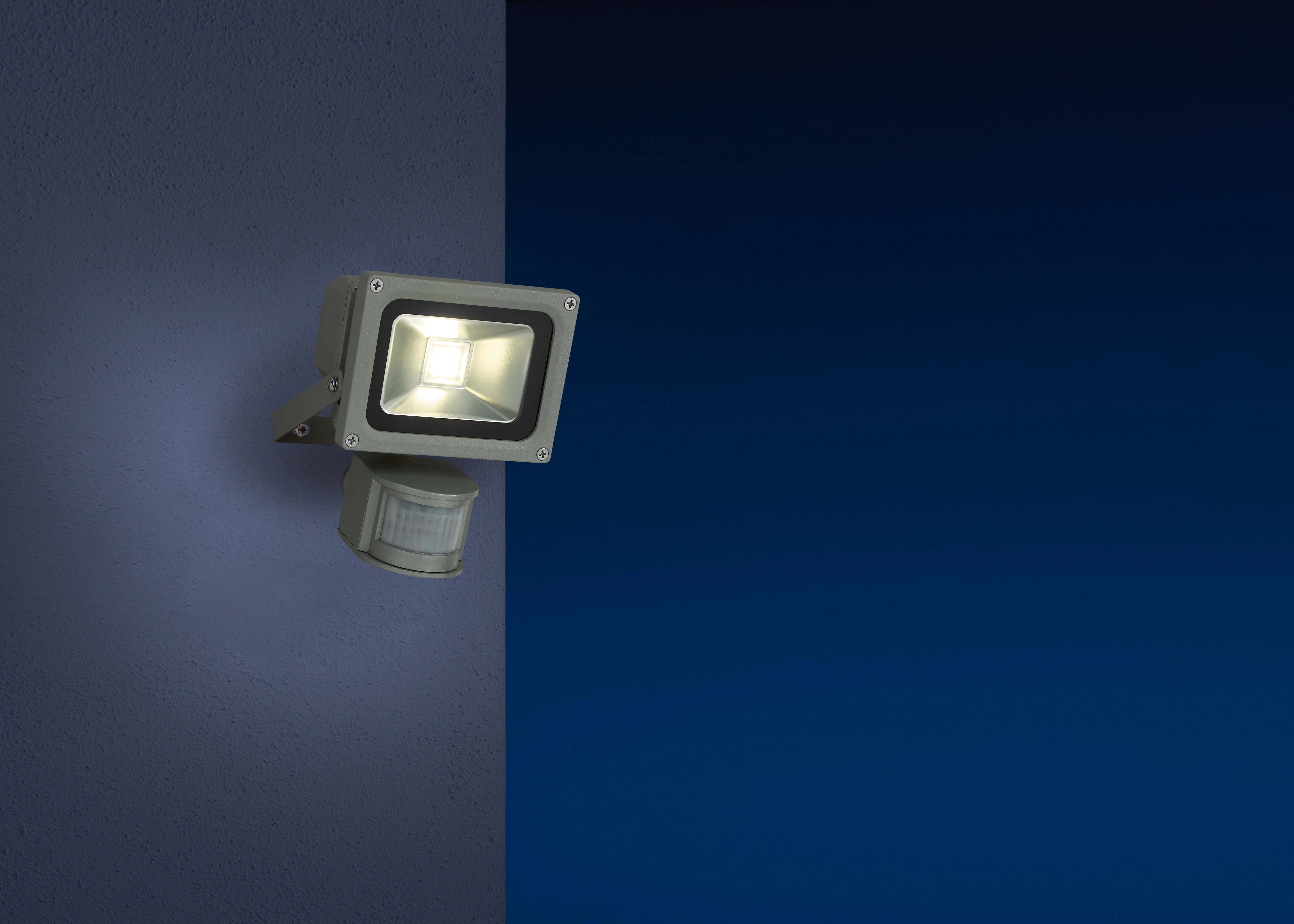 LED-Außenstrahler FLS 10 W Grau mit Bewegungsmelder