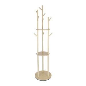 Relaxdays Garderobenständer Kiefernholz MDF Natur Drehbar 165 cm x 40 cm 4 kg