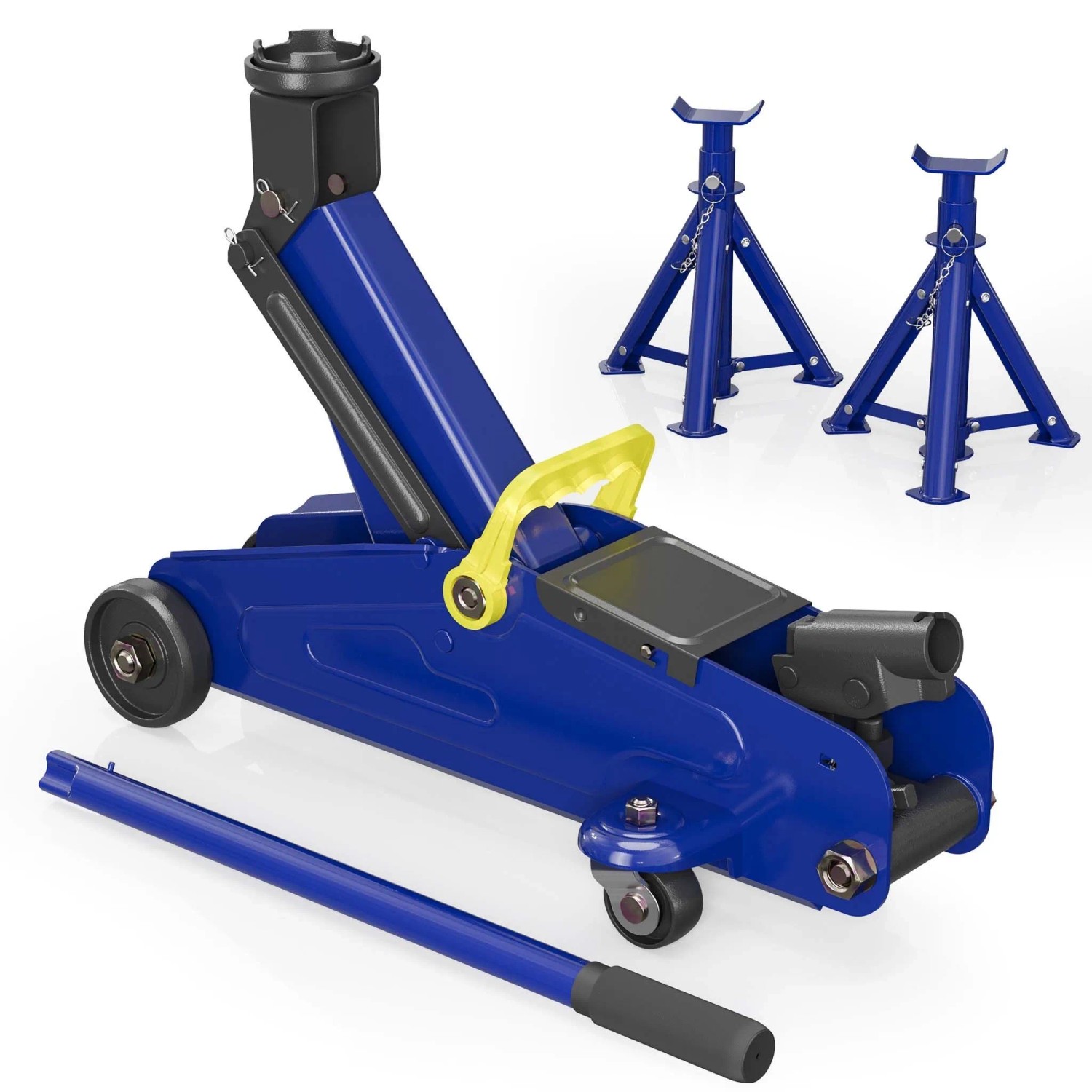 Wiltec Wagenheber + 2X Unterstellbock 2T Hubkraft Abstellbock Rangierwagenheber