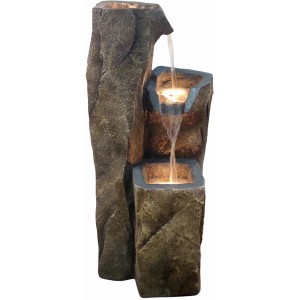 Silex Kunststeinbrunnen Bastei mit LED-Beleuchtung, 84,5 cm hoch, für den Garten.