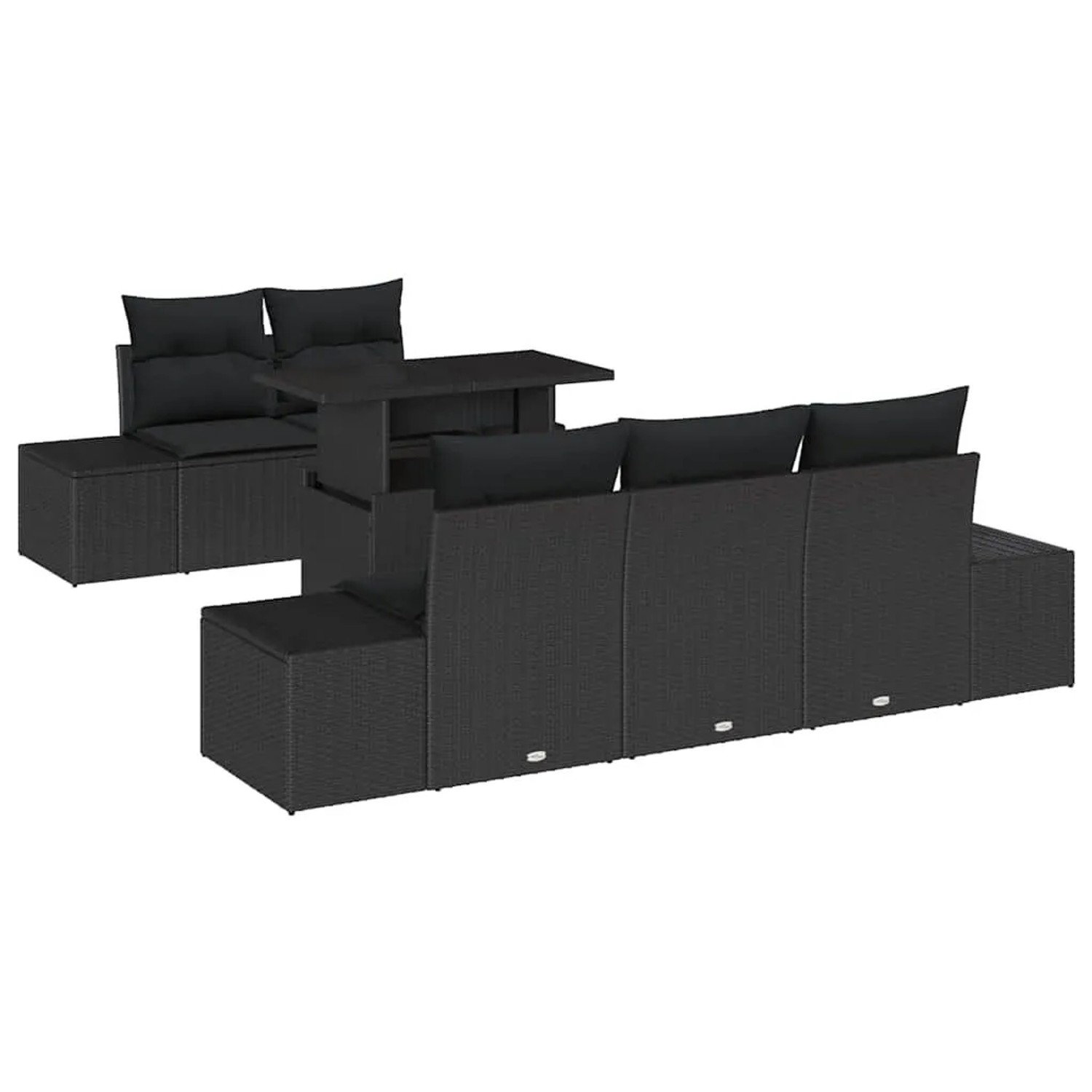 vidaXL Sofa Set mit Kissen 6-Tlg Schwarz Poly-Rattan 3349099 günstig online kaufen