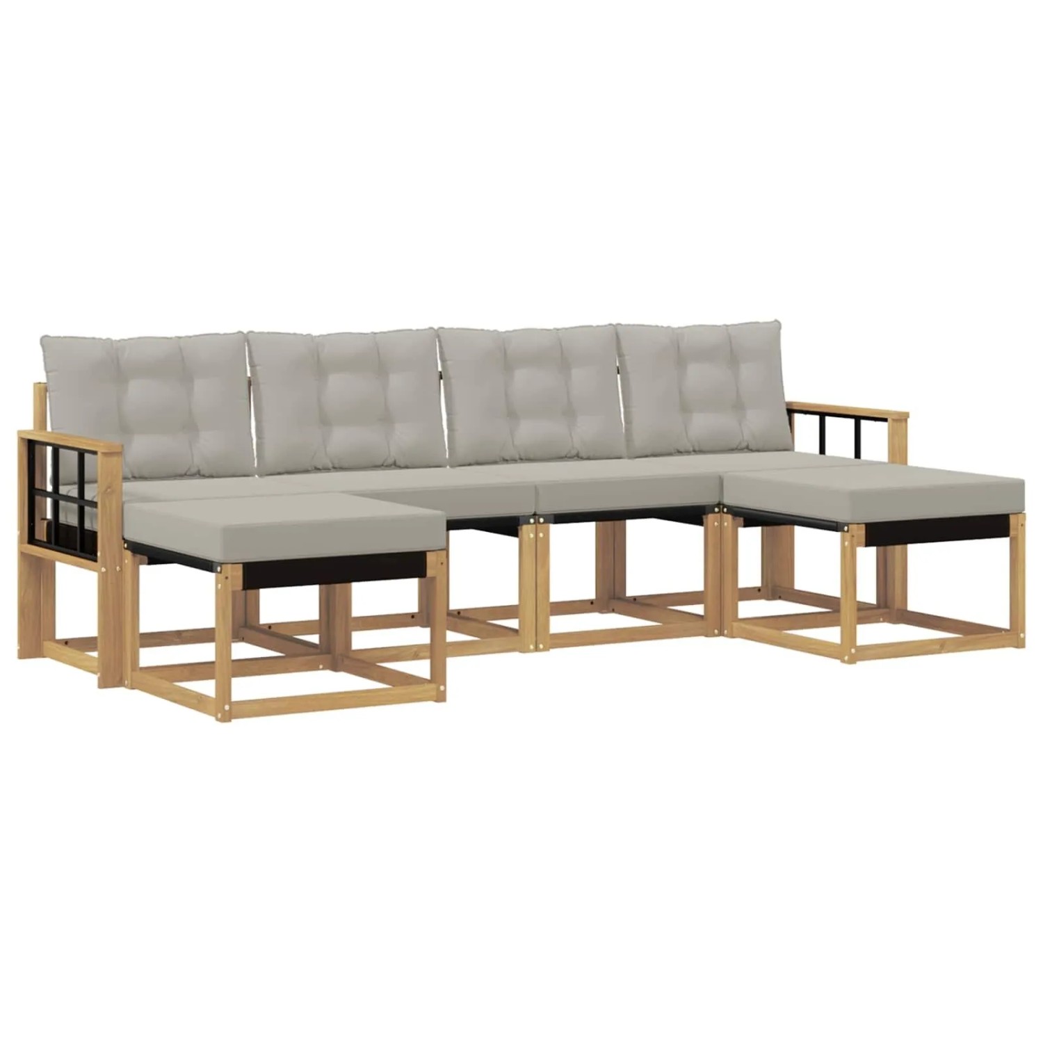 vidaXL Outdoor-Sofagarnitur mit Kissen 6-Tlg Weiß und Hellgrau 3389745