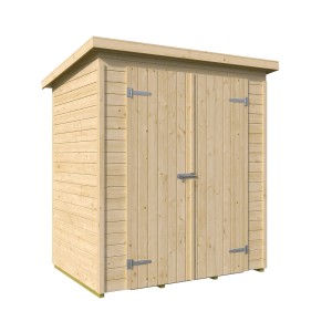 Weka Gerätehaus Mori mit Pultdach, naturbelassen, Doppeltür, 170x120 cm. Holz-Gartenhaus mit Boden.