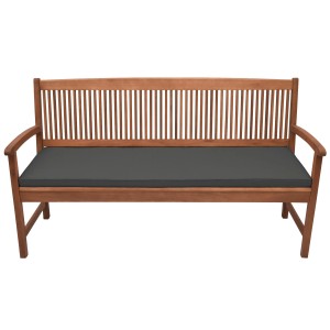 Beautissu Bankauflage Base BK, 120x48cm, graphitgrau, auf Gartenbank.