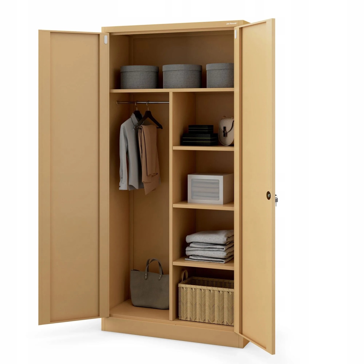 Jan Nowak Abschließbarer Mehrzweckschrank Dawid 185 x 90 x 45 cm Fresh Style Beige_5