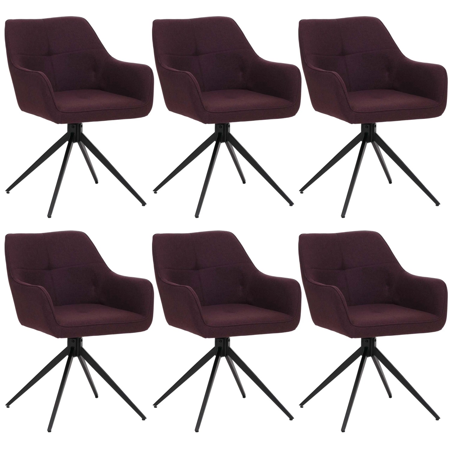 CHEFGASTRO Esszimmerstuhl 6er-Set 80x53x59cm Sitzhöhe 41cm Stoff/Textil Bordeaux