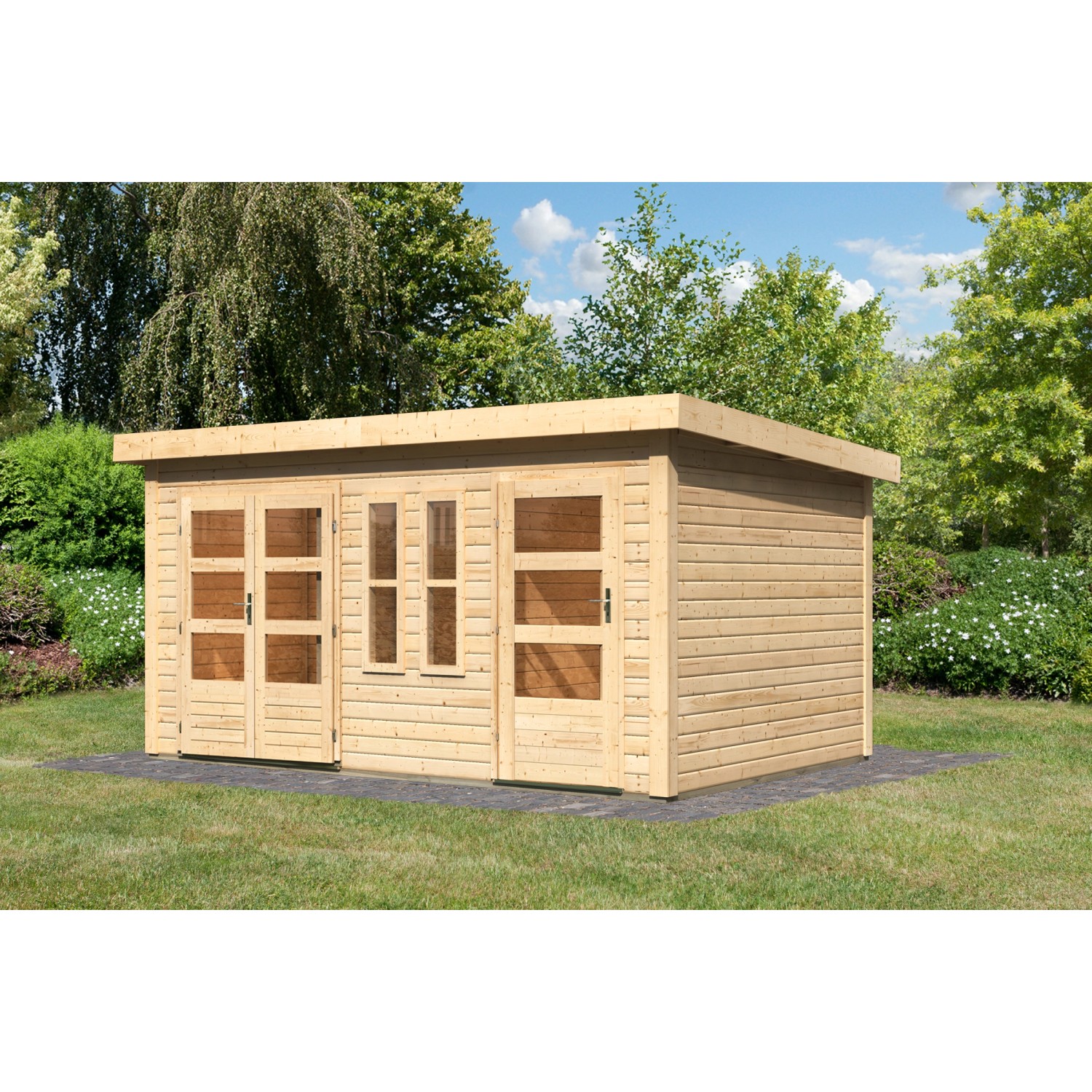 Karibu Holz-Gartenhaus Vänersborg - Unbehandelt 422 cm x 272 cm günstig online kaufen