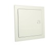 Weiße Marley Revisionstür, 150x150 mm, aus verzinktem Stahlblech für Gipskarton.