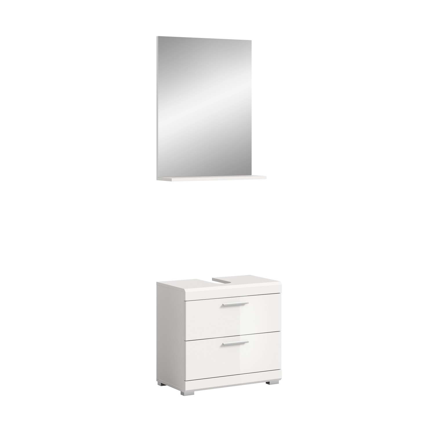Badkombination 2-teilig mit Spiegel 60 x 191 x 34 cm Front Weiß Hochglanz F günstig online kaufen