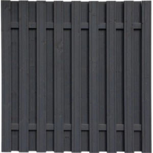 Anthrazitfarbenes Sichtschutzzaun-Element Seattle, 180x180 cm, aus Holz mit vertikalen Profilen.