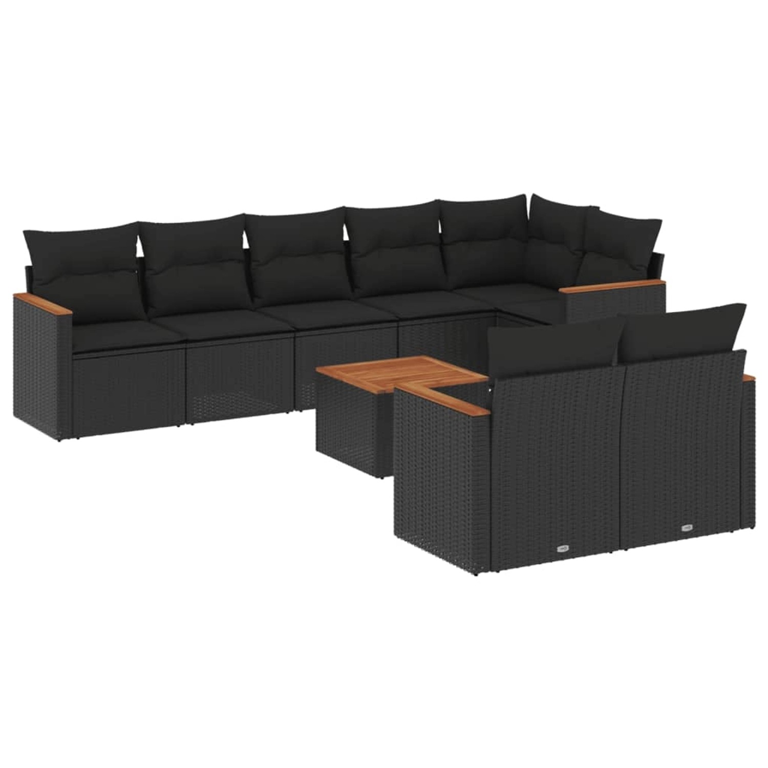 vidaXL 9-Tlg Garten-Sofagarnitur mit Kissen Schwarz Poly Rattan 3226153 günstig online kaufen