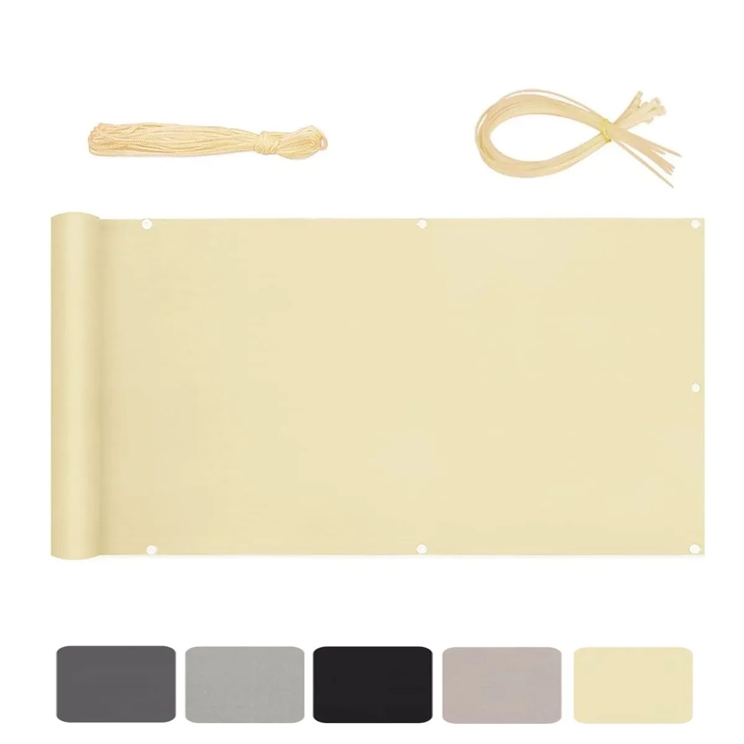 Sekey Balkonsichtschutz Polyester Blickdichte Windschutz Reißfest Beige 120x600cm