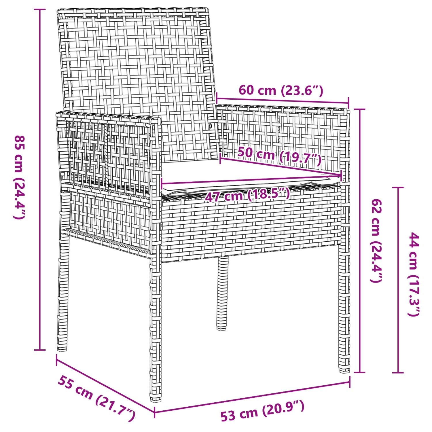 Beige Garten Essgruppe, 3-teilig, Poly Rattan, vidaXL. Gartenmöbel-Set mit Tisch und 2 Stühlen.
