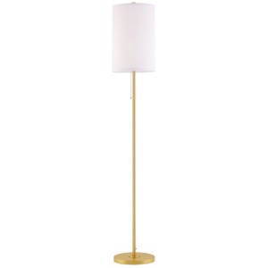 Elegante HOMCOM Stehlampe mit cremeweißem Leinen-Stoffschirm und goldenem Stahlfuß. Moderne Innenleuchte.