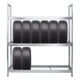PROREGAL Reifenregal Tiger XL, verzinkt, mit Reifen auf 3 Ebenen. Ideal zur Lagerung von bis zu 21 Reifen.