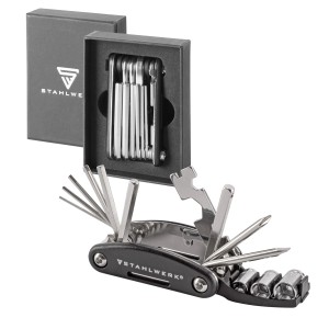 STAHLWERK Multitool: Faltbares Fahrrad Reparaturwerkzeug mit Geschenkverpackung.