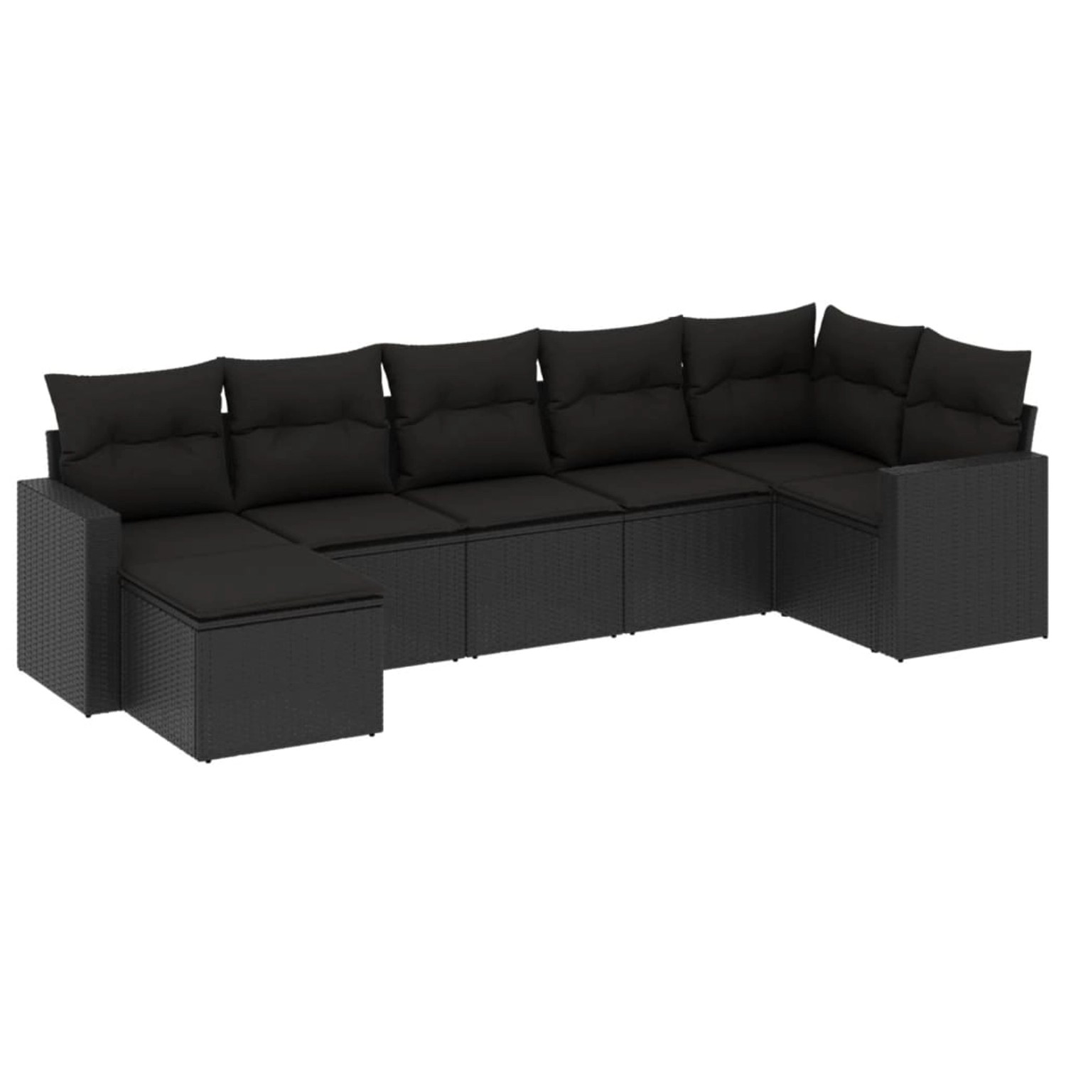 vidaXL 7-tlg Garten-Sofagarnitur mit Kissen Schwarz Poly Rattan Modell 84 günstig online kaufen