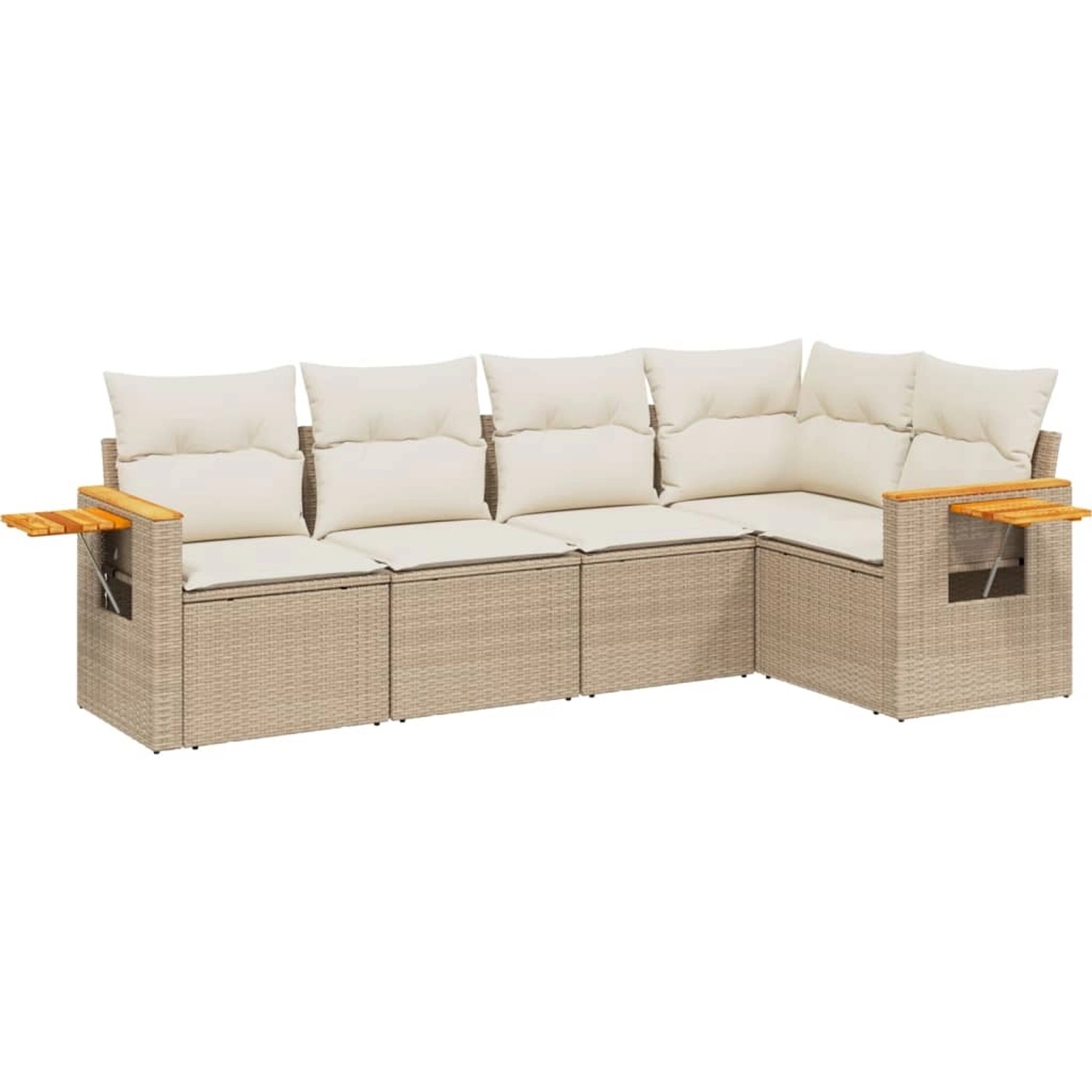 vidaXL 5-Tlg Garten-Sofagarnitur mit Kissen Beige Poly Rattan 3226786 günstig online kaufen