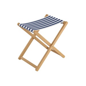 Erst-Holz Klappbarer Holz-Campinghocker XL Normale Sitzhöhe 10-226 Blau-Weiß Streifen