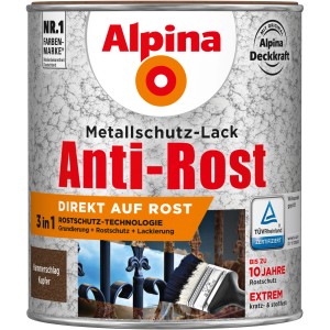 Dose Alpina Metallschutzlack Anti-Rost Kupfer Hammerschlag, 750ml.