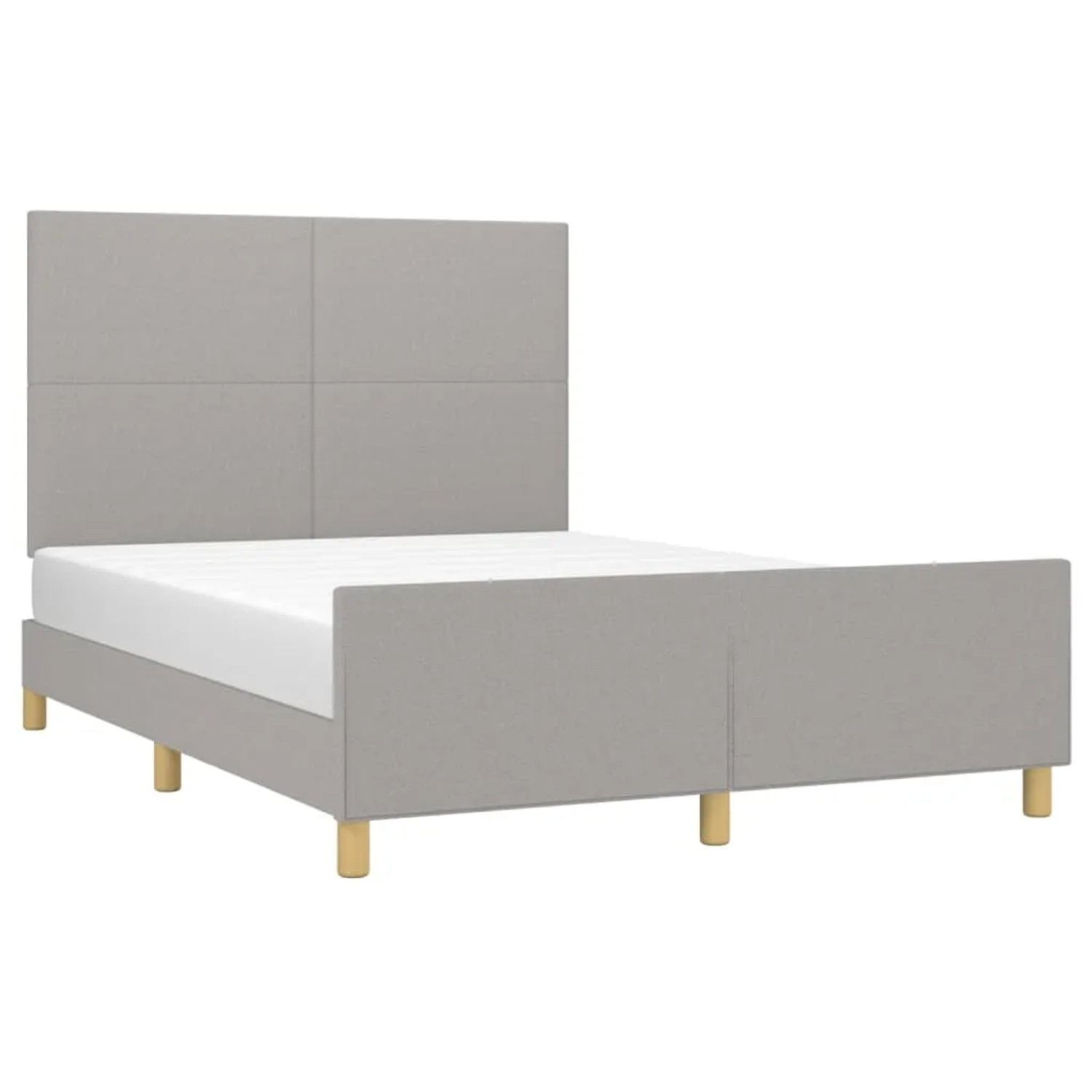 Hellgraues Stoff-Bettgestell 140x190 cm mit Kopfteil. Modernes Design für Schlafzimmer.