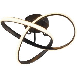 Moderne LED Deckenleuchte Meo in Schwarz Matt mit geschwungenem Design.