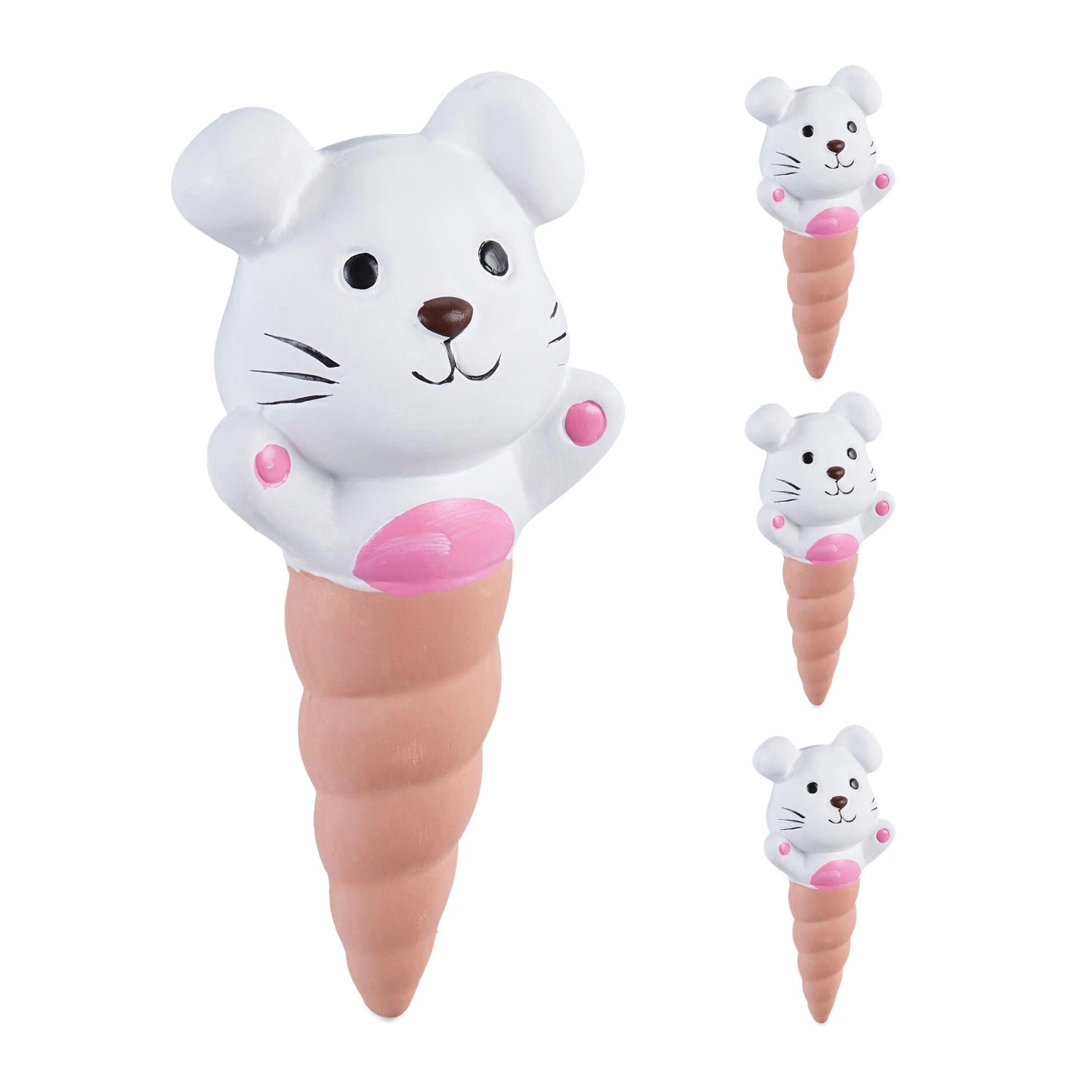 Relaxdays Tonkegel Hase Keramik Bunt 4er Set 16,5 cm x 7,5 cm x 5,5 cm