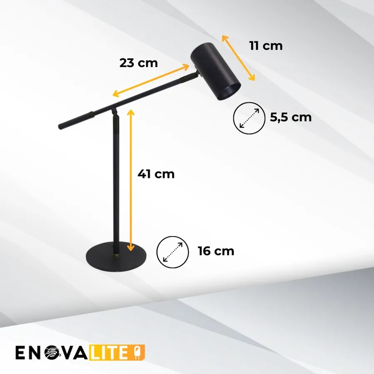 ENOVALITE Tischleuchte GU10 Flexarm Verstellbare Schreibtischlampe Spot Aluminium Leseleuchte Schwarz Max. 35W_5