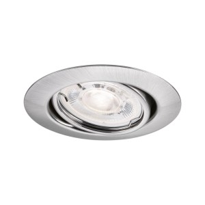 Paulmann LED Einbaustrahler Base, rund, gebürstetes Eisen, schwenkbar, dimmbar, warmweiß 2700K.
