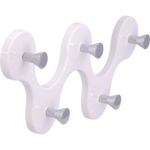 Weiße Siro Hakenleiste mit 5 Chromhaken, Kunststoff, 248 mm lang.