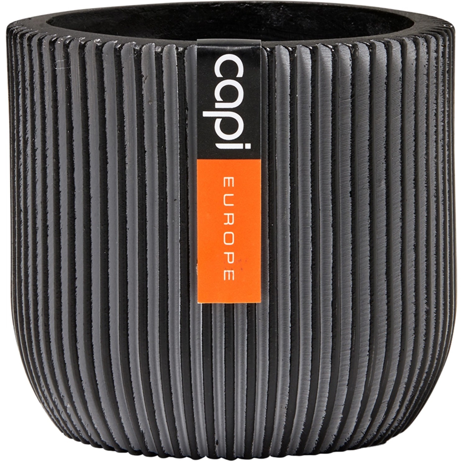 Capi Pflanztopf Groove Kugel Oval Schwarz 14 cm x 13 cm