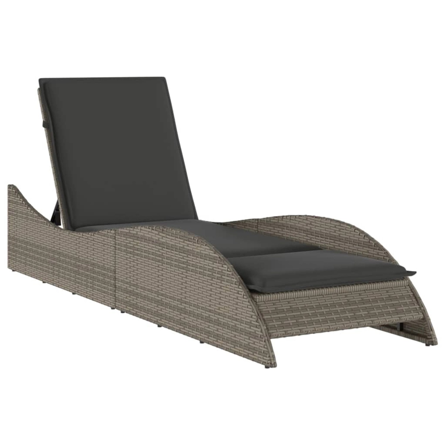 Thumbnail - vidaXL Sonnenliege mit Auflage Grau 60x205x73 cm Poly Rattan 368280