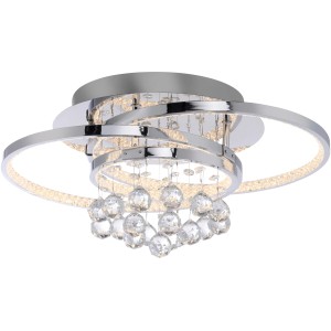 Moderne LED-Deckenleuchte Rotazo von Paul Neuhaus, Chrom, mit Kristallen, 45x33 cm. Dekorative Wohnraumleuchte.