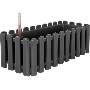 Anthrazitfarbener Geli Blumenkasten Aqua Palido 47 cm mit Wasserstandsanzeige.