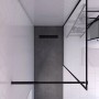 Aurlane Walk-In Dusche Factory Black, 120x200cm, mit schwarzem Rahmen und transparentem Glas.
