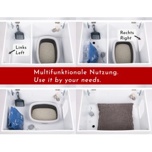 WONDERMAKE Katzenschrank catarmarium2: Nutzungsmöglichkeiten als Katzenklo oder -höhle.