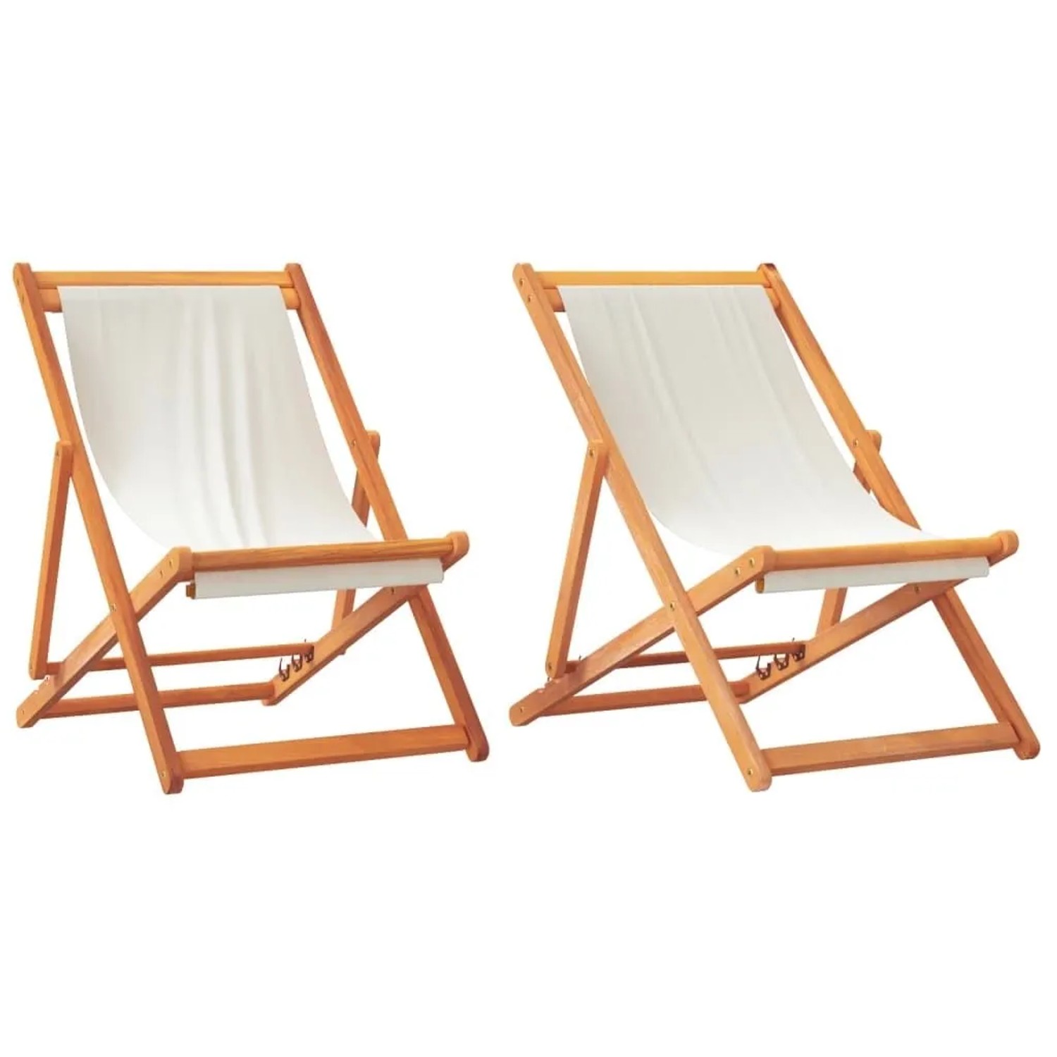 vidaXL Klappbare Strandstühle 2 Stk Cremeweiß Stoff 3214495