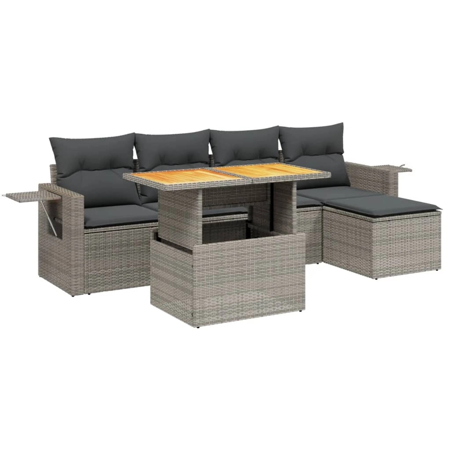 vidaXL 6-Tlg Garten-Sofagarnitur mit Kissen Grau Poly Rattan 3271732 günstig online kaufen
