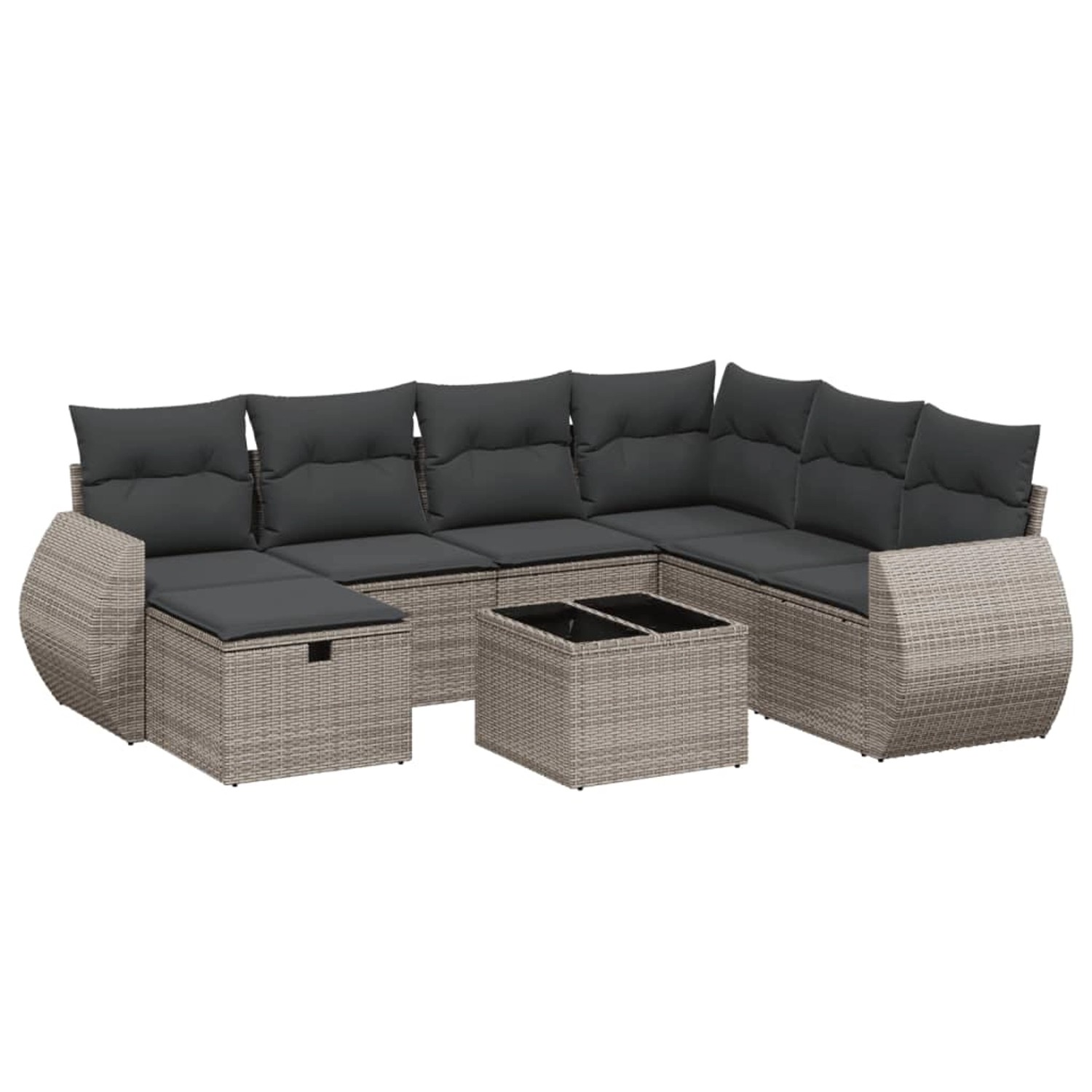 vidaXL 8-Tlg Garten-Sofagarnitur mit Kissen Grau Poly Rattan 3264156 günstig online kaufen
