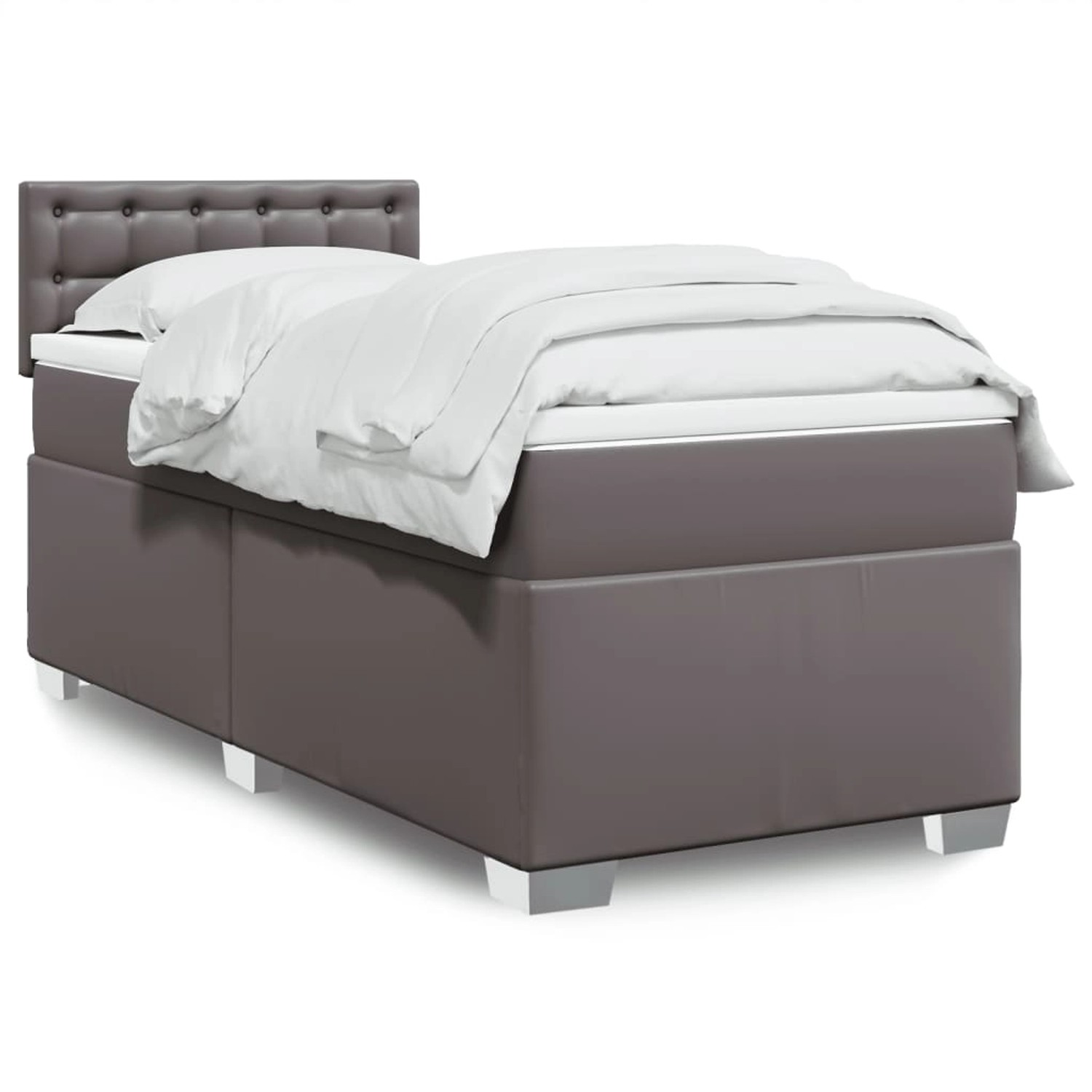 vidaXL Boxspringbett mit Matratze Grau 90x190 cm Kunstleder 3288402 günstig online kaufen